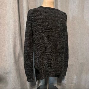 Knit ￼Sweater Black Size M Pullover Boat Neck Long Sleeve Hi Lo Heather splitHem
